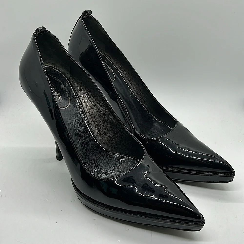 Prada Authenticated Black Patent Leather Stiletto Heel Shoes **Sz 38/US Size 8** - Picture 2 of 14